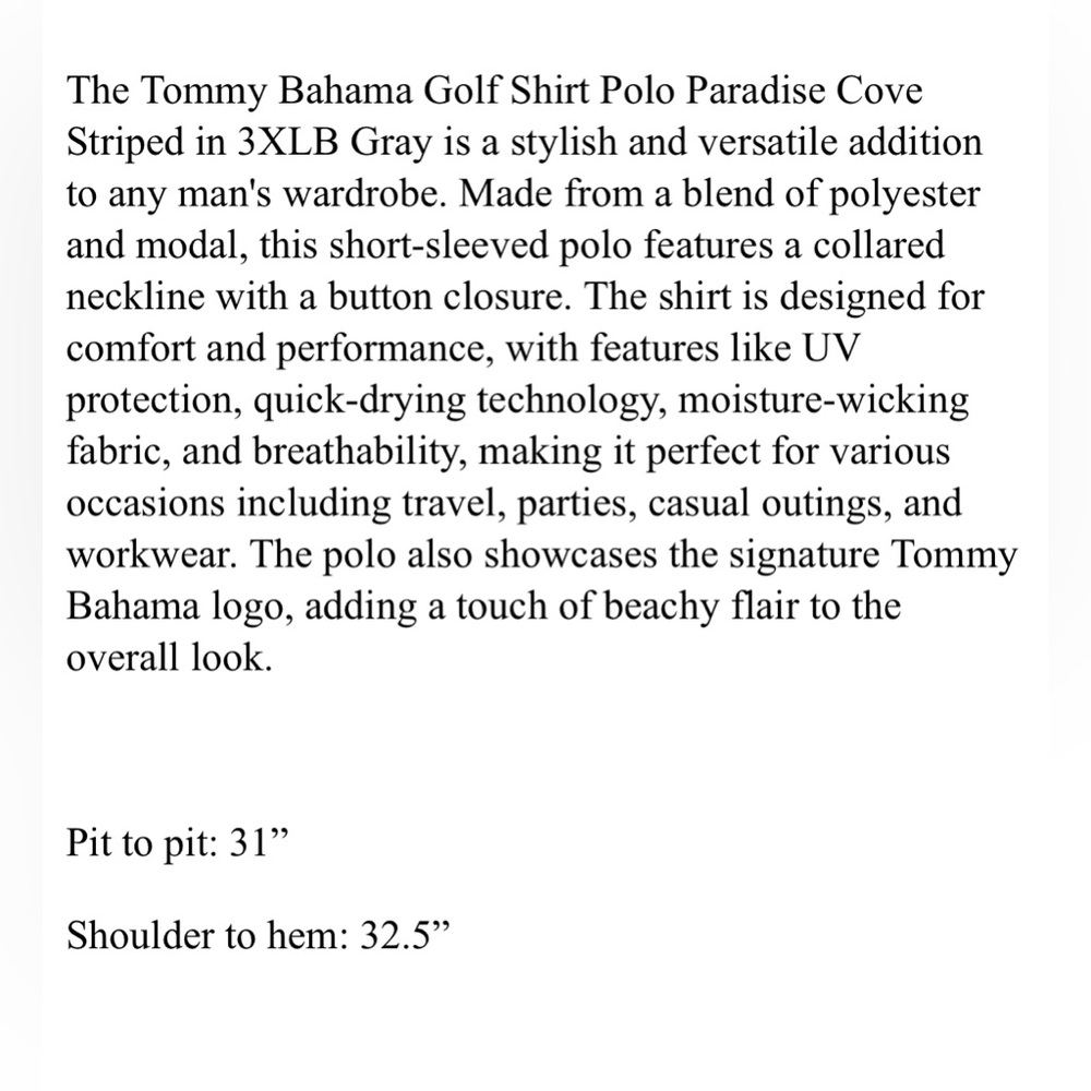 Tommy Bahama Golf Shirt Polo Paradise Cove Striped 3XLB Gray Polyester - Picture 6 of 6